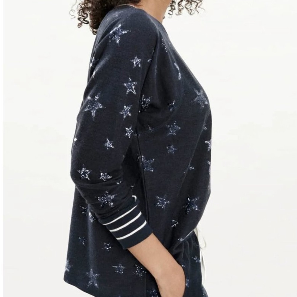 NWT SPLENDID heritage terry navy and white Star Patterned top size medium - Picture 2 of 11